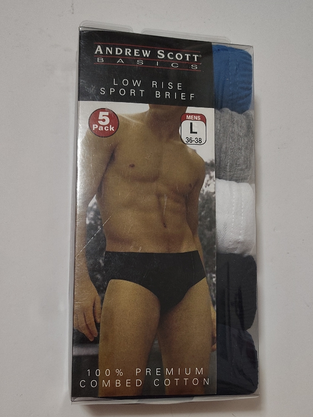 Vtg Andrew Scott Basics Low Rise Sport Brief -5 Pk -Size L 36-38 Premium Cotton